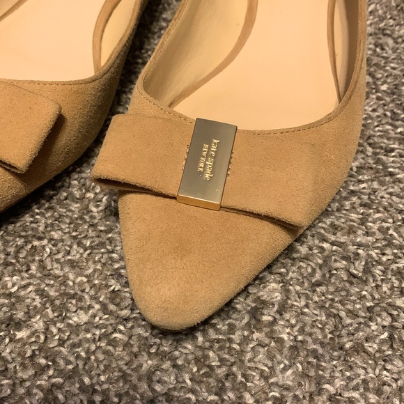 Used Kate Spade Norah Suede Pointy Flats Tan Size 10 - Picture 3 of 9